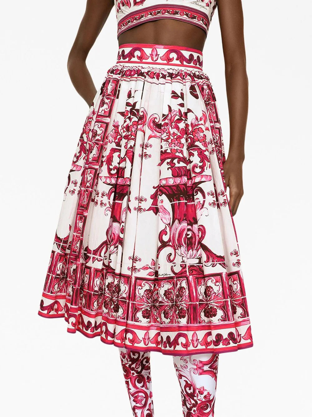 Midi skirt with Majolica print