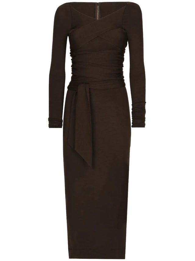 Wraparound wool midi dress