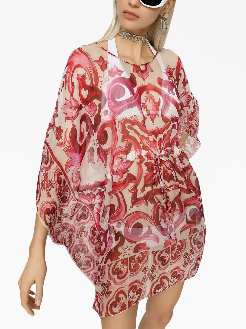 Short Majolica-print caftan