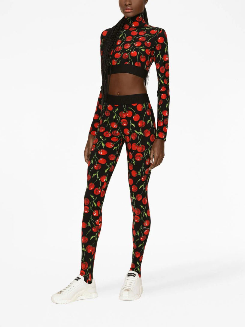 Cherry-print crop top