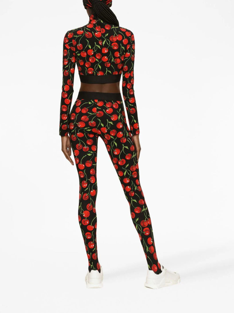 Cherry-print crop top