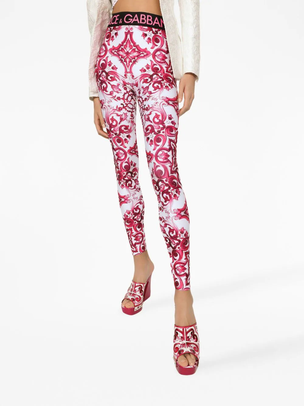 Majolica-print jersey leggings