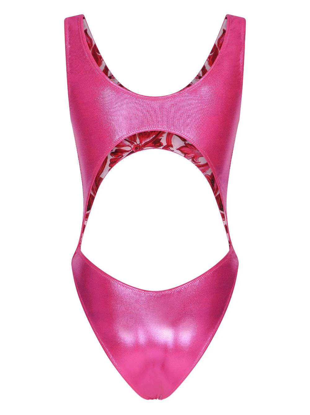 Laminated cutout one-piece swimsuit
