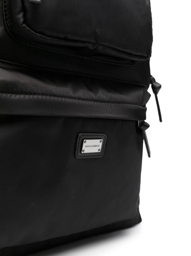 Logo-embroidered zip-up backpack
