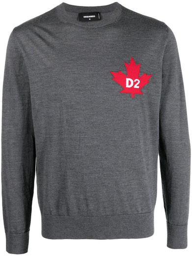 Maple leaf-motif jumper