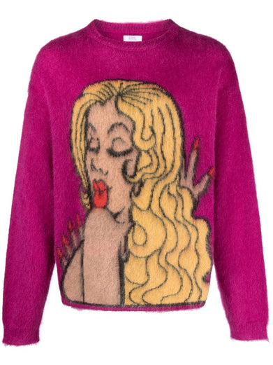 MOHAIR PULLOVER WITH PRINT