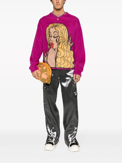 MOHAIR PULLOVER WITH PRINT