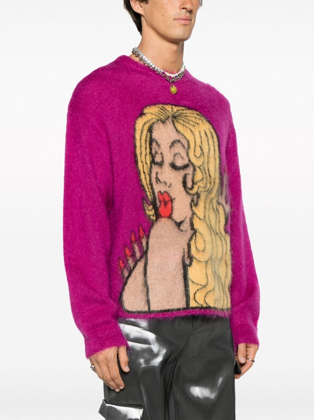 MOHAIR PULLOVER WITH PRINT