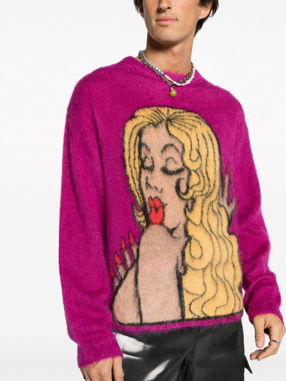 MOHAIR PULLOVER WITH PRINT
