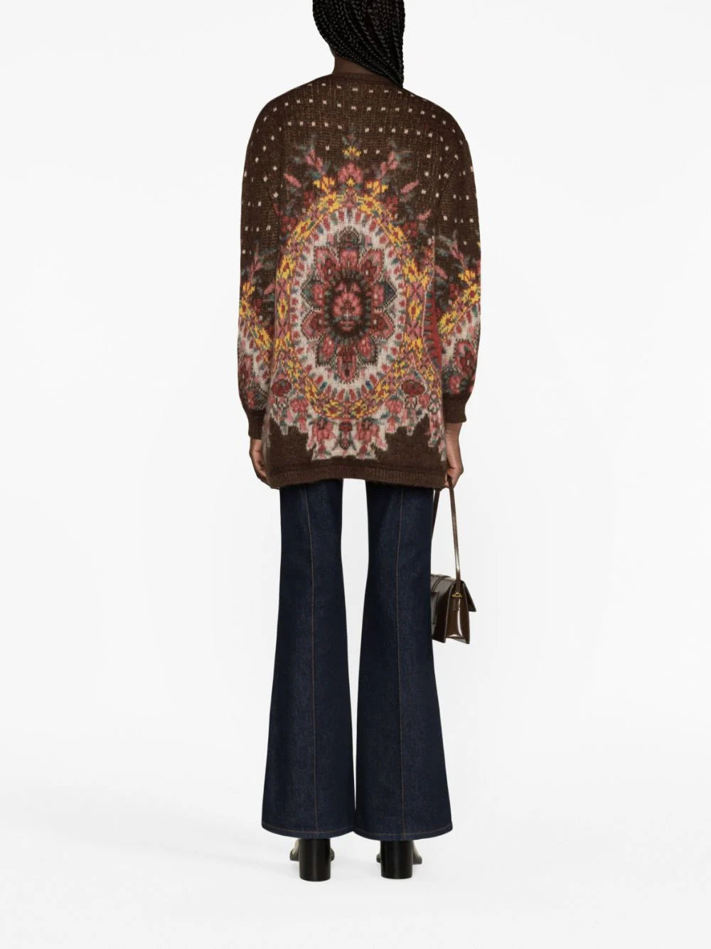 Patterned-jacquard cardigan