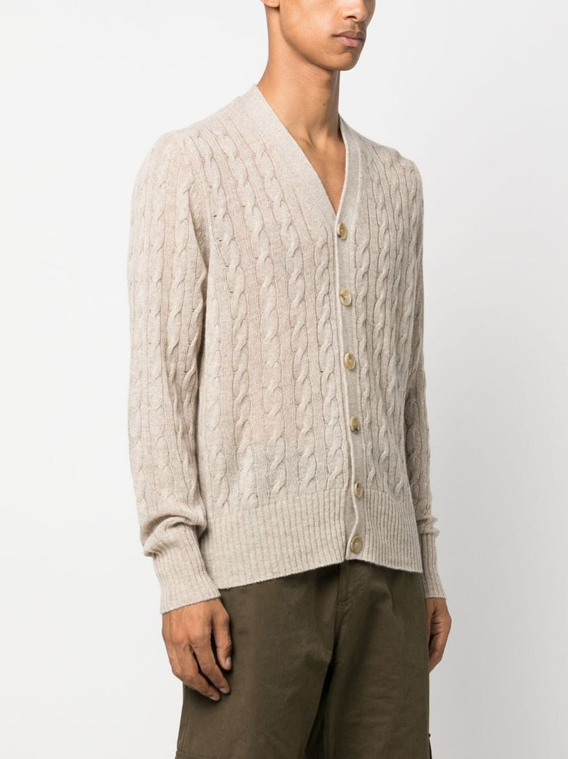 Cable-knit cashmere cardigan