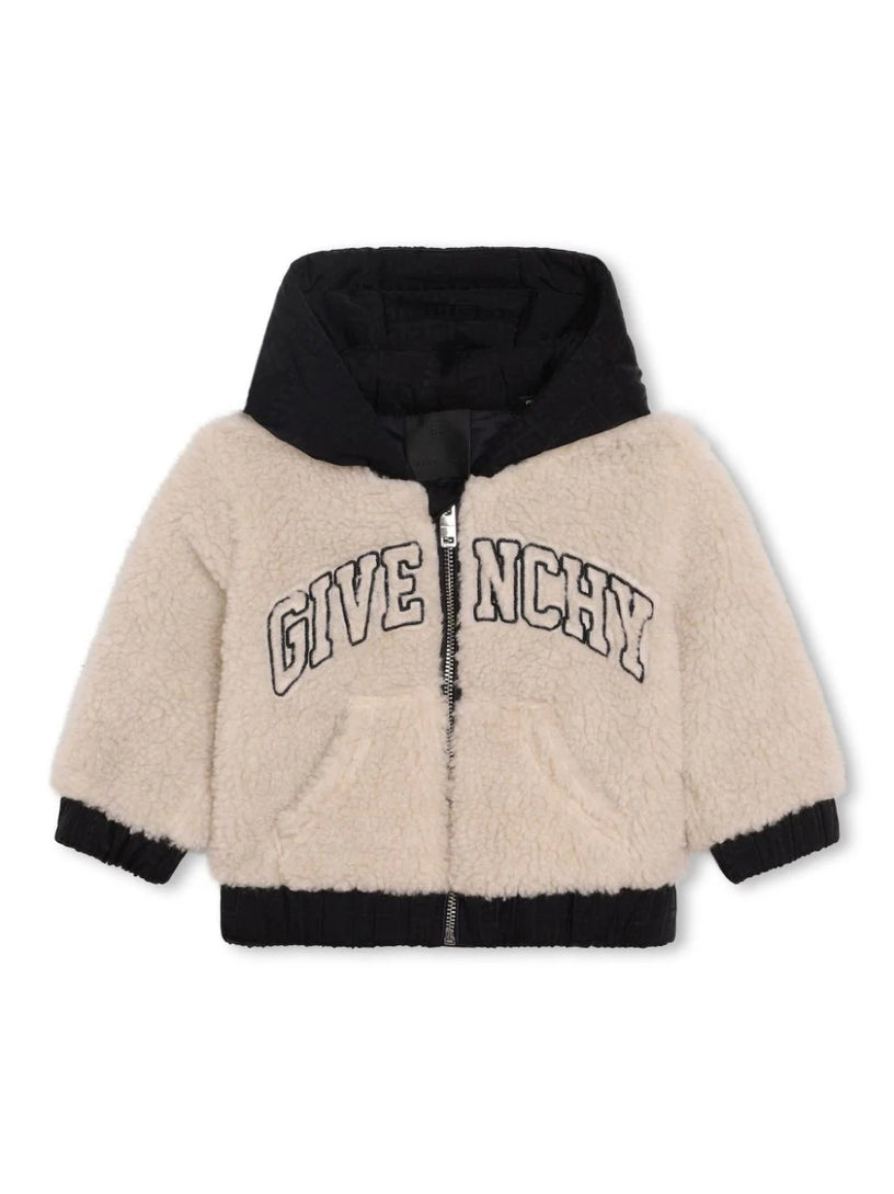 Logo-embroidered zip-up fleece jacket