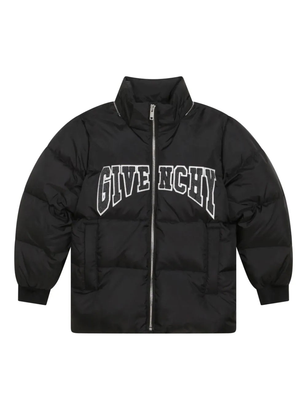 logo-patch hooded padded jacket