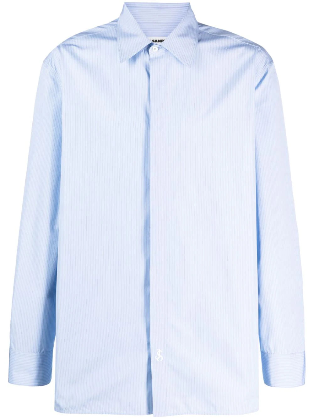 Logo-embroidered pinstripe shirt