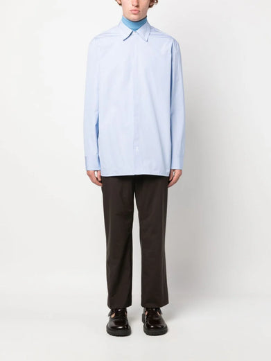 Logo-embroidered pinstripe shirt