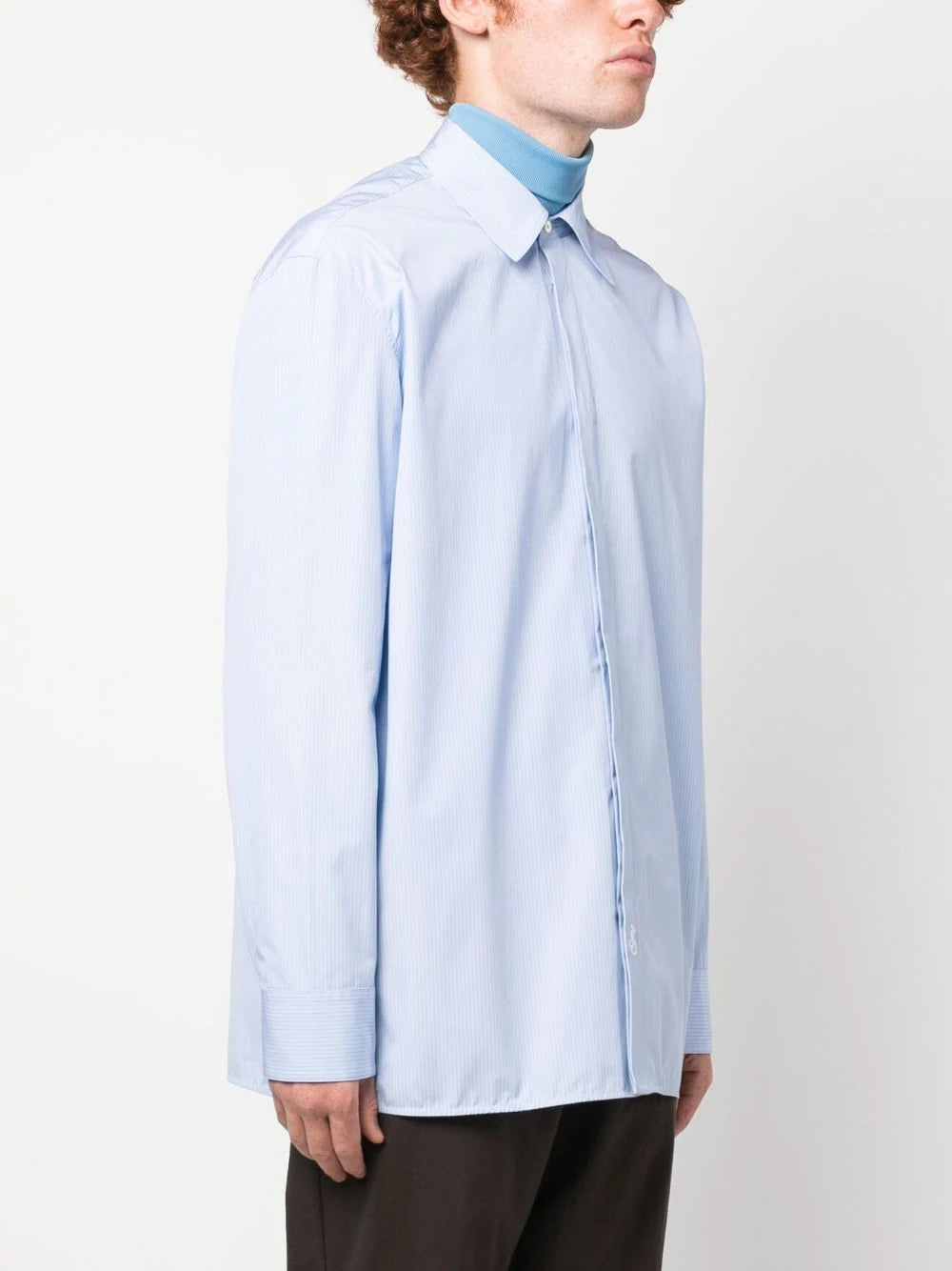 Logo-embroidered pinstripe shirt