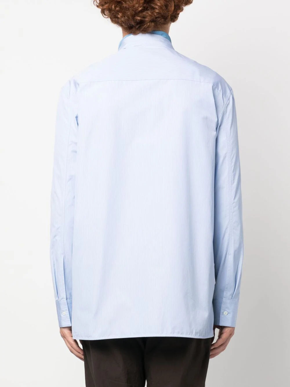 Logo-embroidered pinstripe shirt