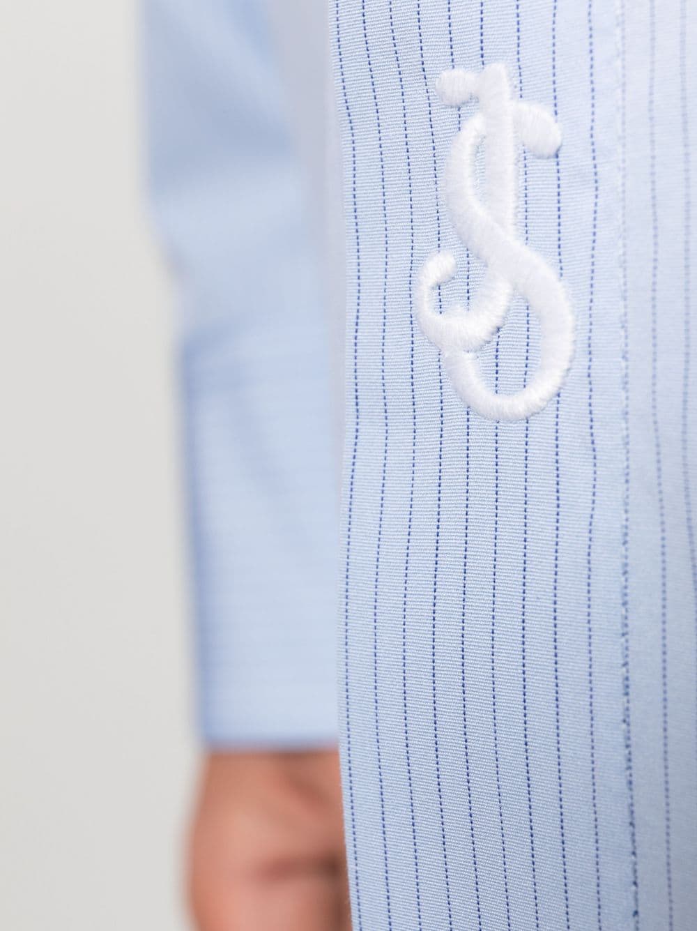 Logo-embroidered pinstripe shirt