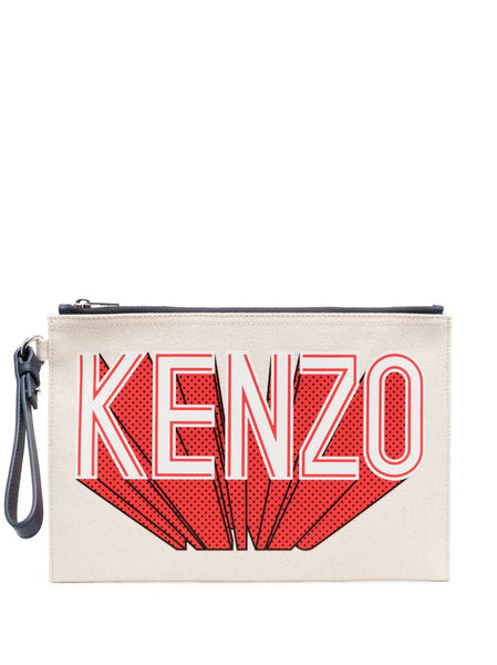 Clutch with Kenzo print KENZO Bianco | Grifo210