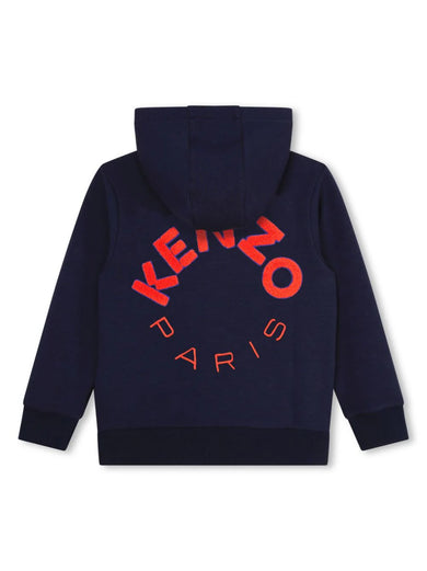 Logo-patch zip-up hoodie