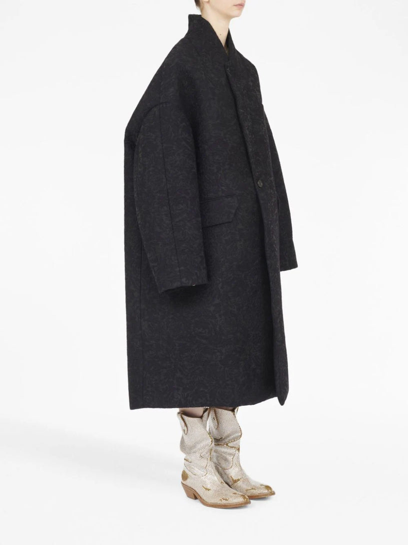 Cloqué flower oversized coat