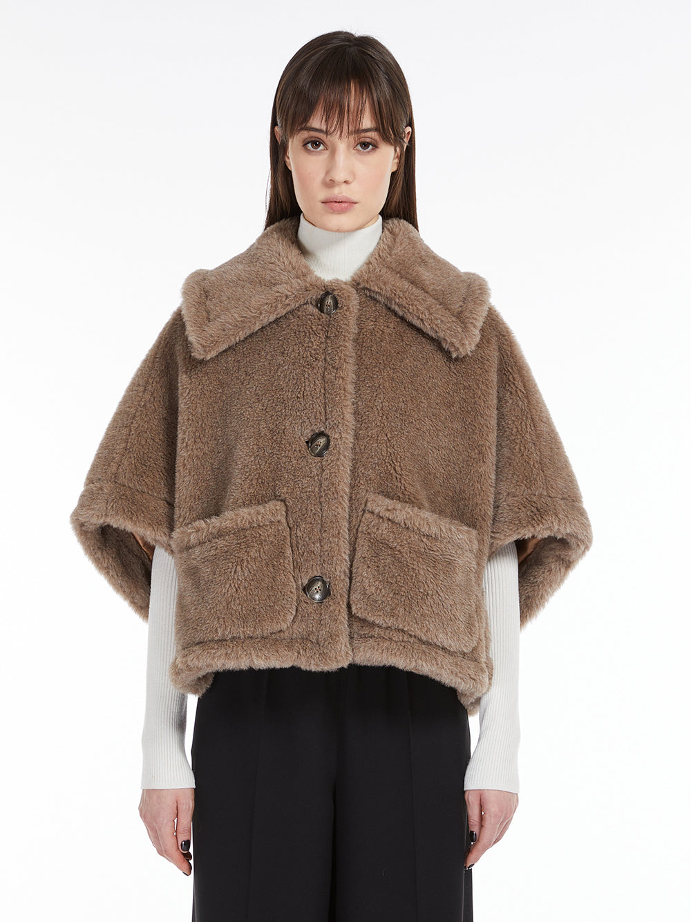 Teddy fabric boxy cape