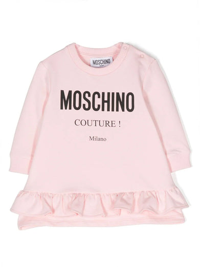 Logo-print ruffled-trim dress
