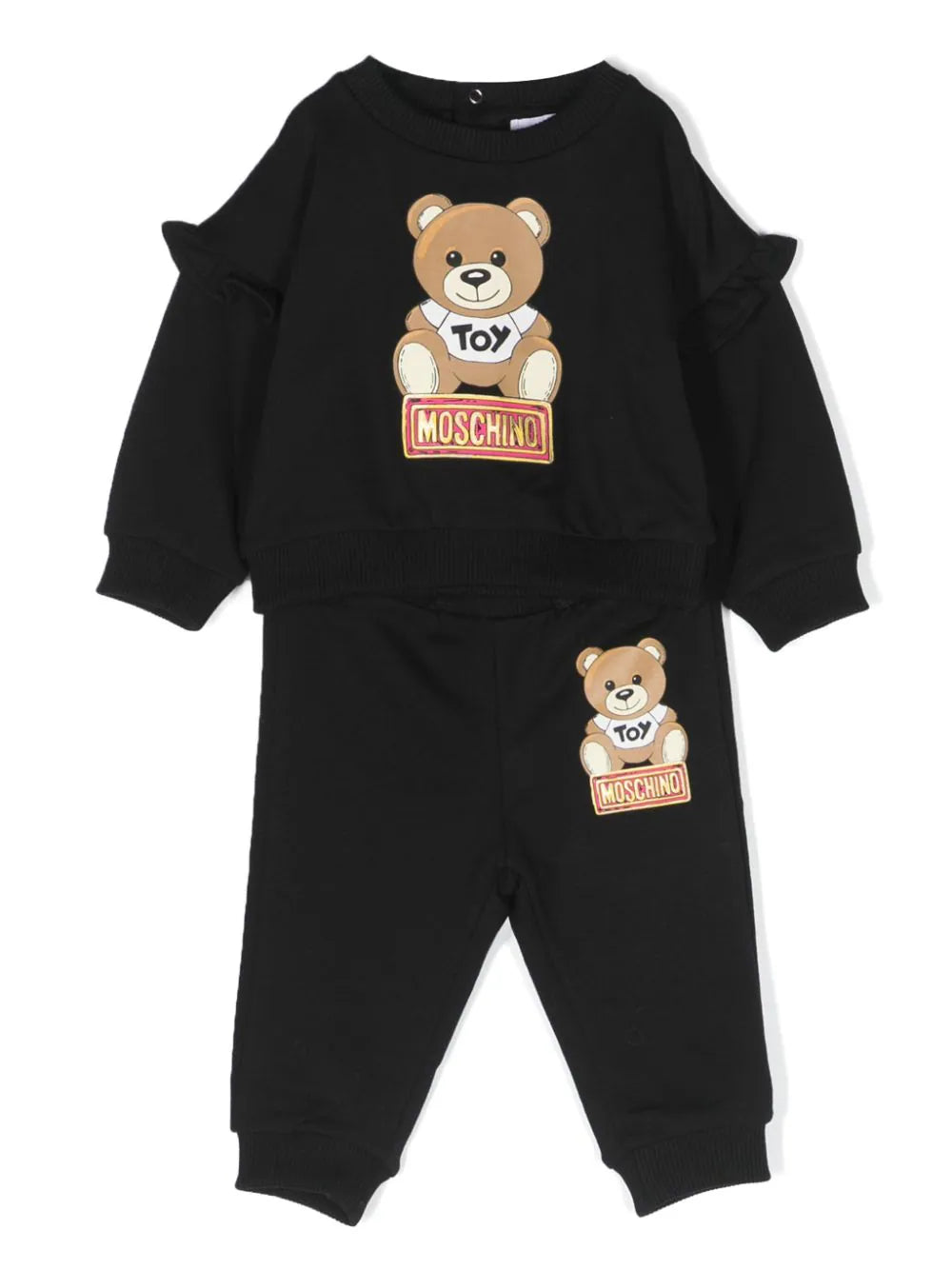 Leo Teddy-print ruffled-trim tracksuit