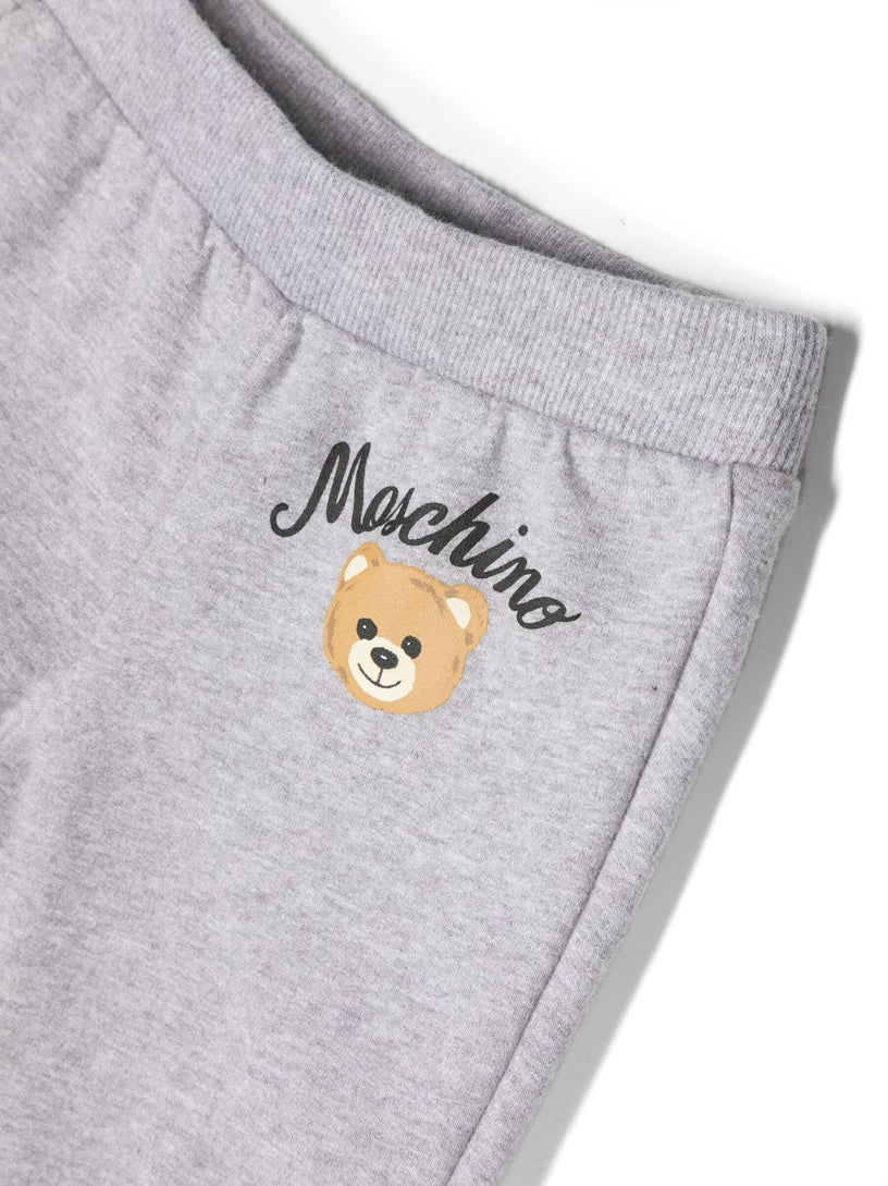 Teddy-bear print cotton tracksuit set