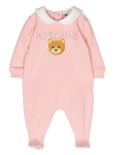 Logo-patch cotton babygrow