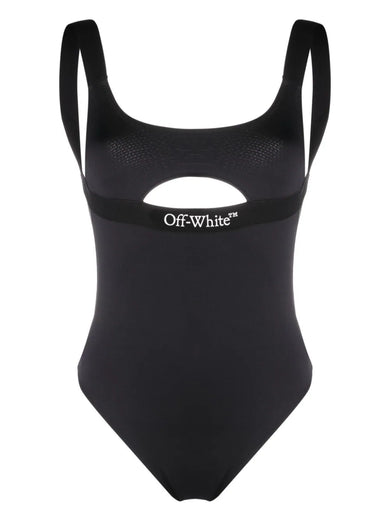 Logo-print cut-out swimsuit