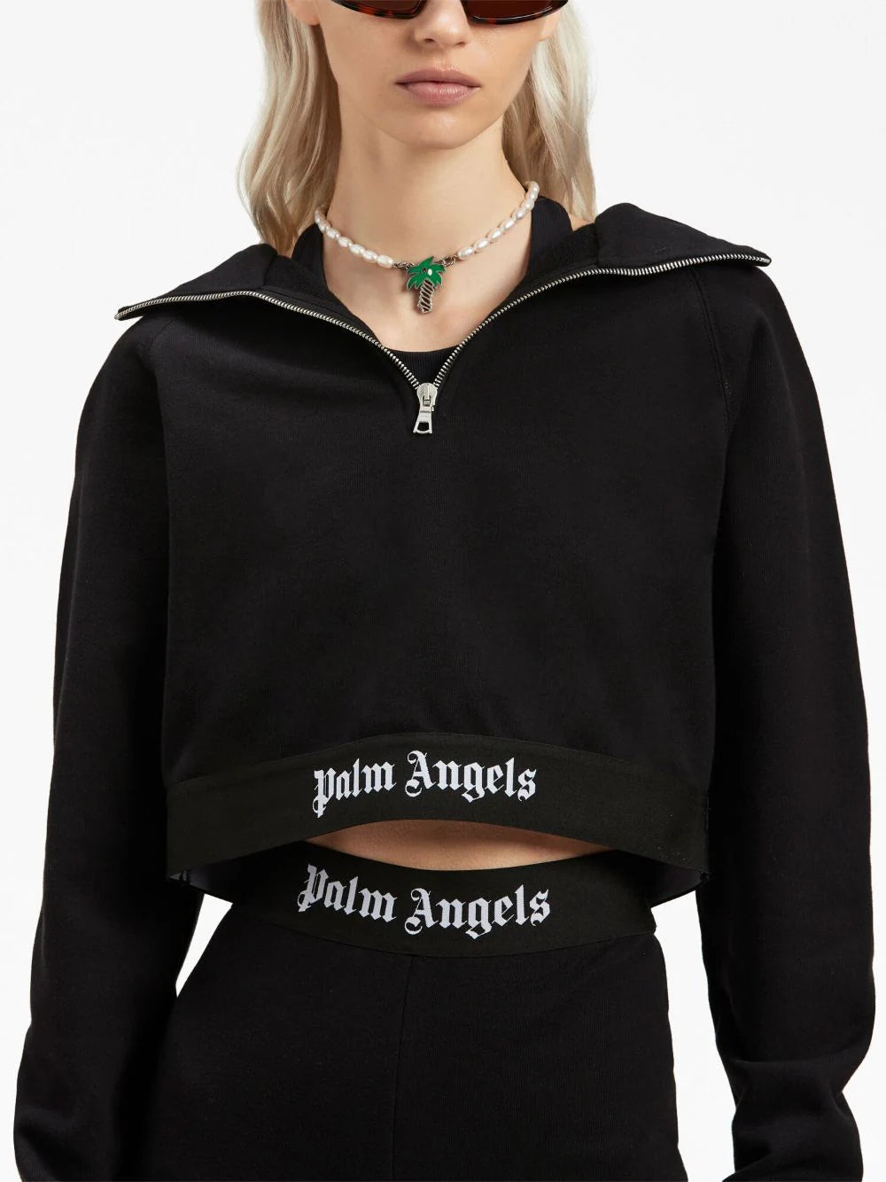 Logo tape zipped hoodie