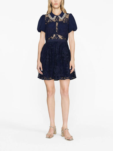 Lace Diamante Mini Dress