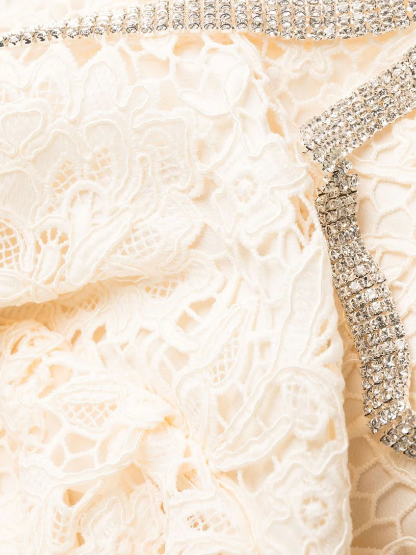 Cord Lace Bow Mini Dress