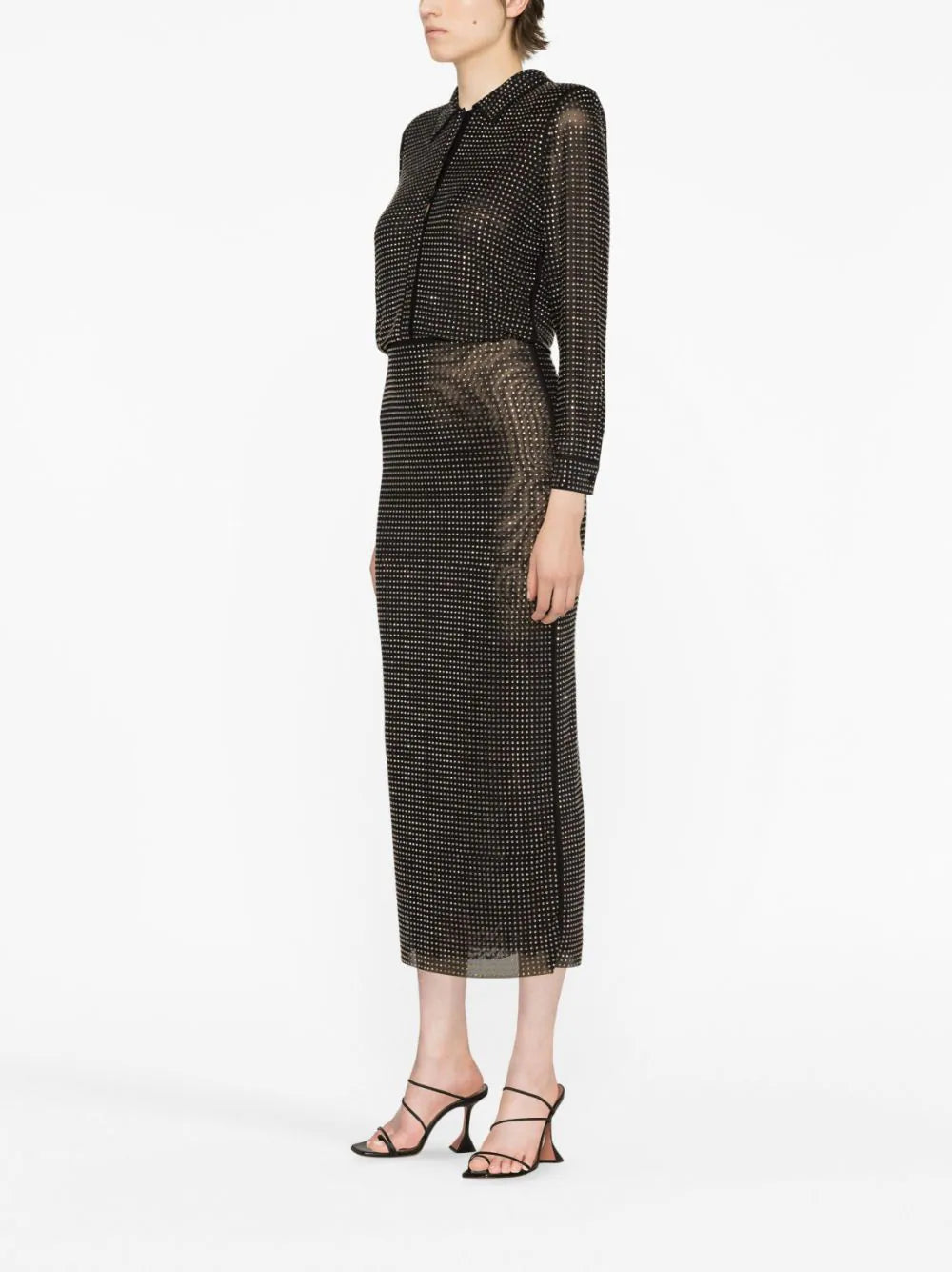 Rhinestone Midi Shirt Dress