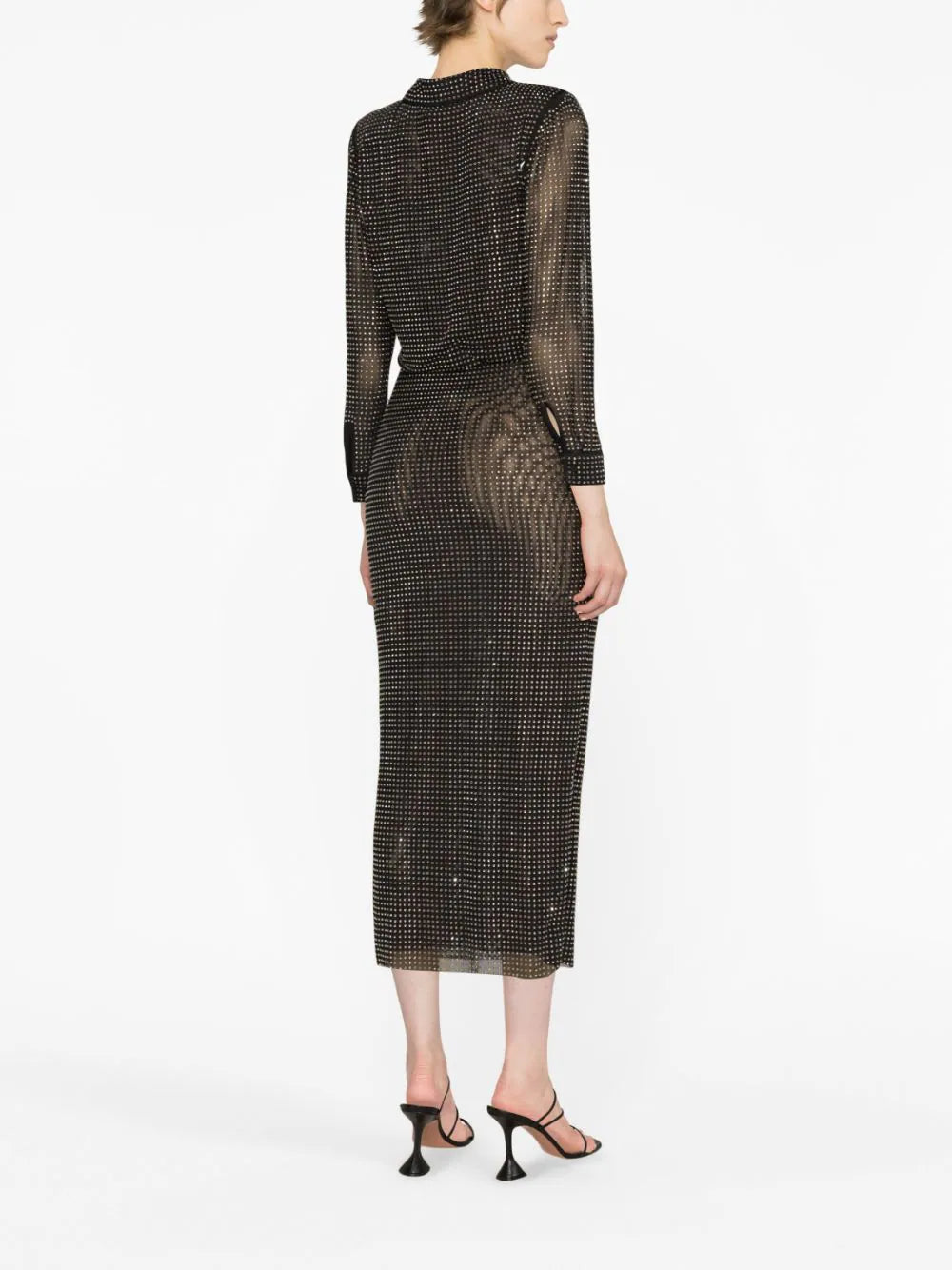 Rhinestone Midi Shirt Dress