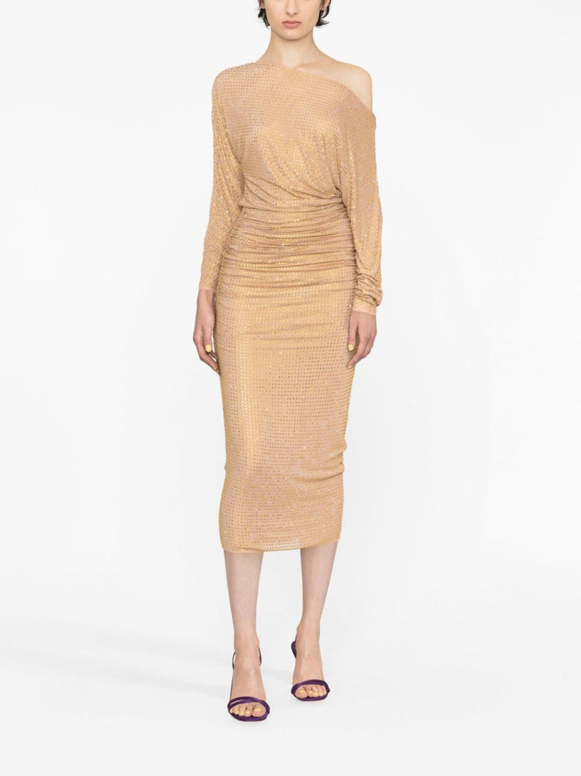 Gold Rhinestone Mesh Midi Dress SELF PORTRAIT Beige | Grifo210 Gold Rhinestone Mesh Midi Dress SELF PORTRAIT Beige | Grifo210
