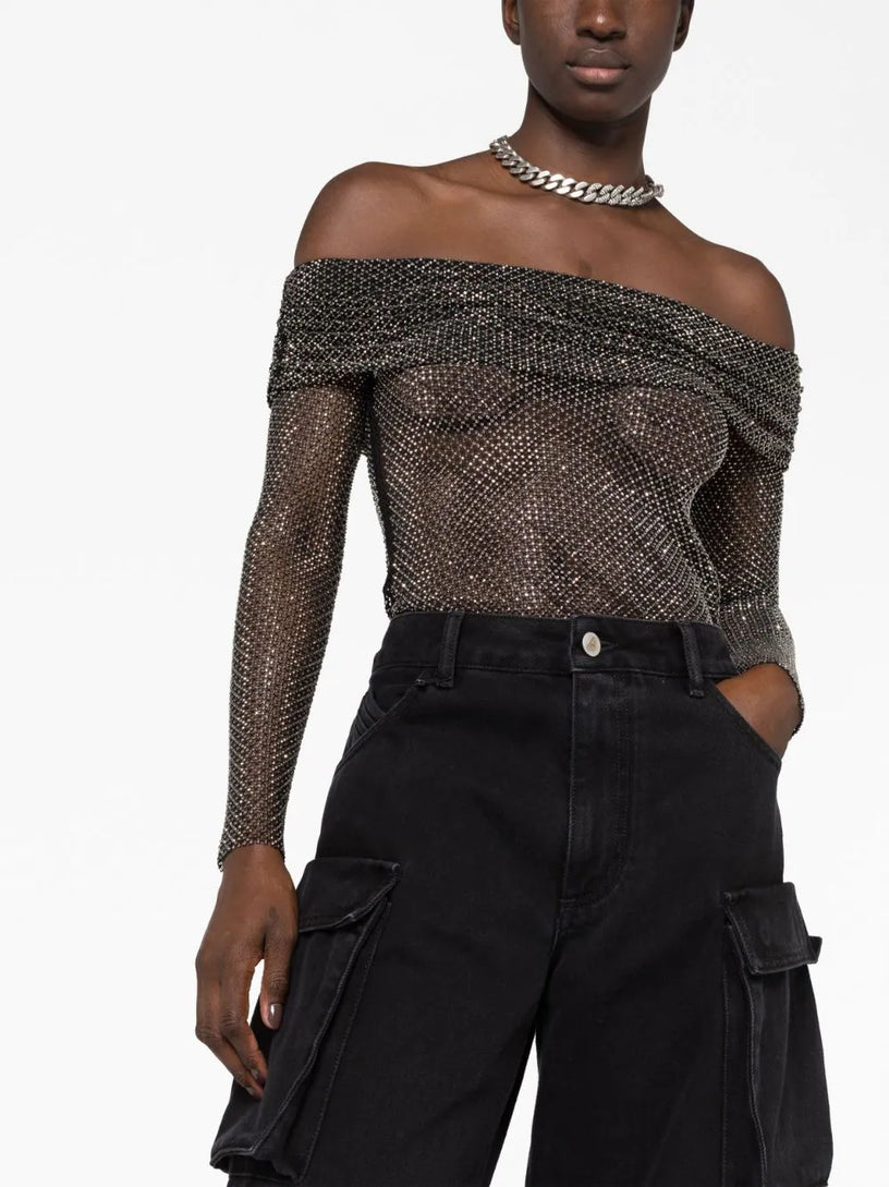 Rhinestone Fishnet Top
