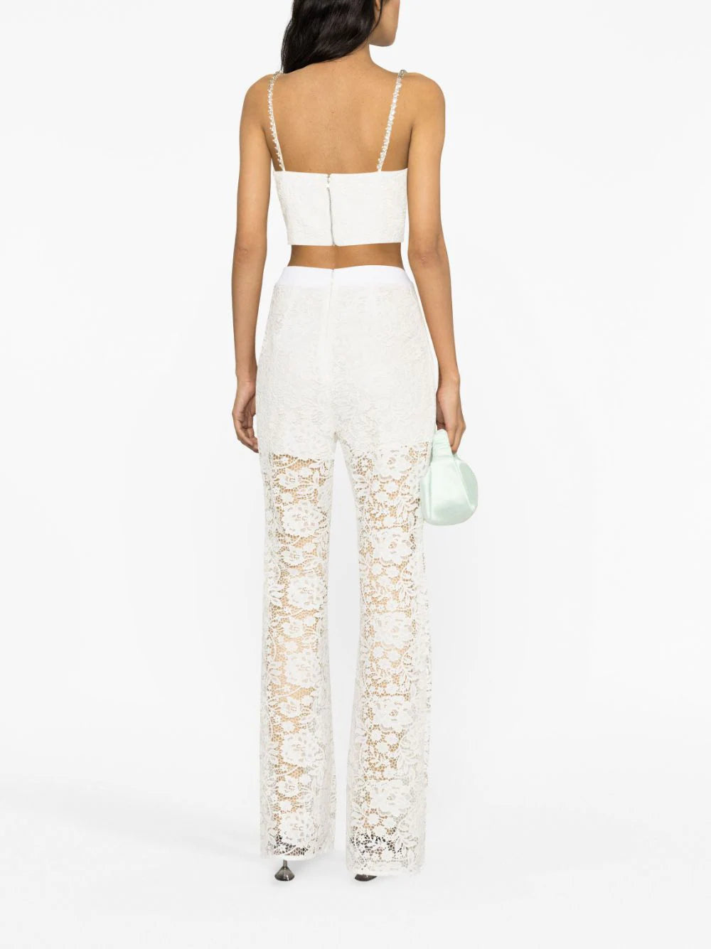 White Cord Lace Diamante Top