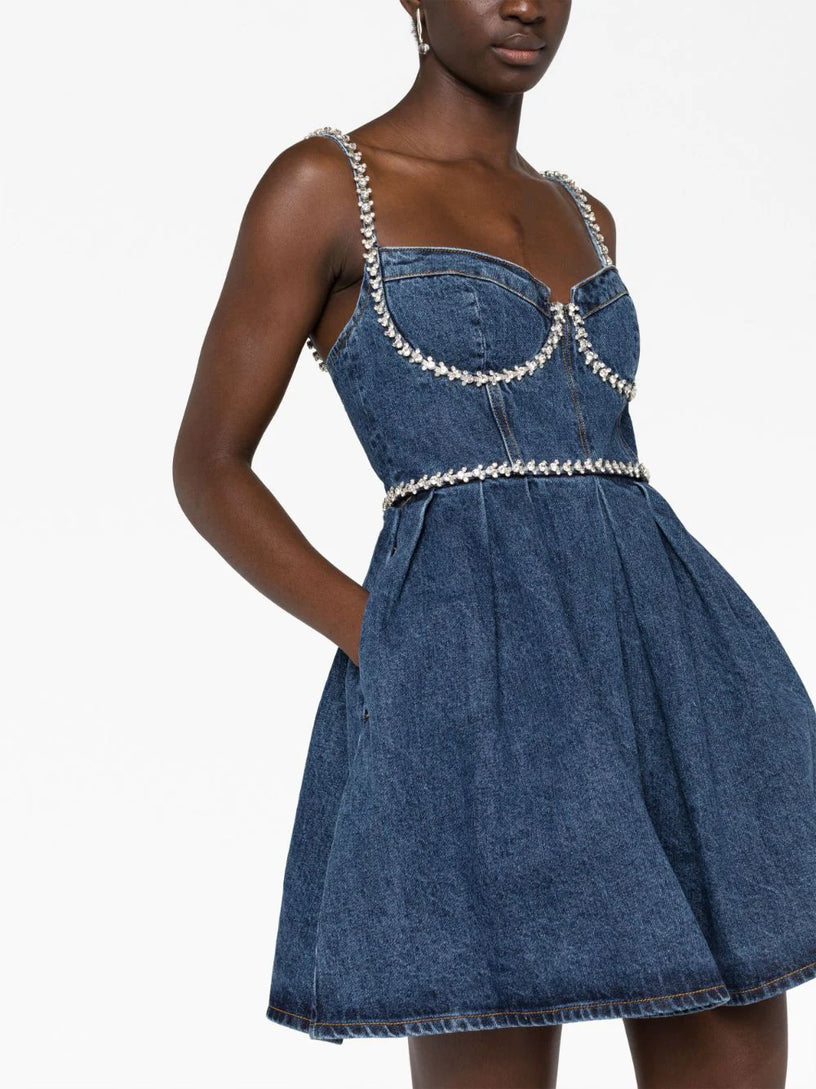 Diamante Detail Denim Mini Dress