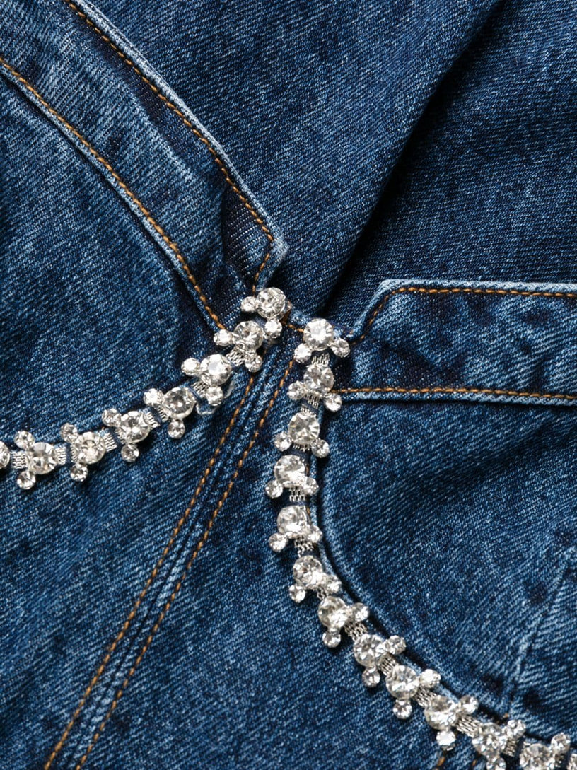 Diamante Detail Denim Mini Dress