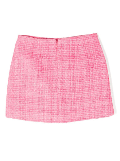 Pink Textured Woven Mini Skirt