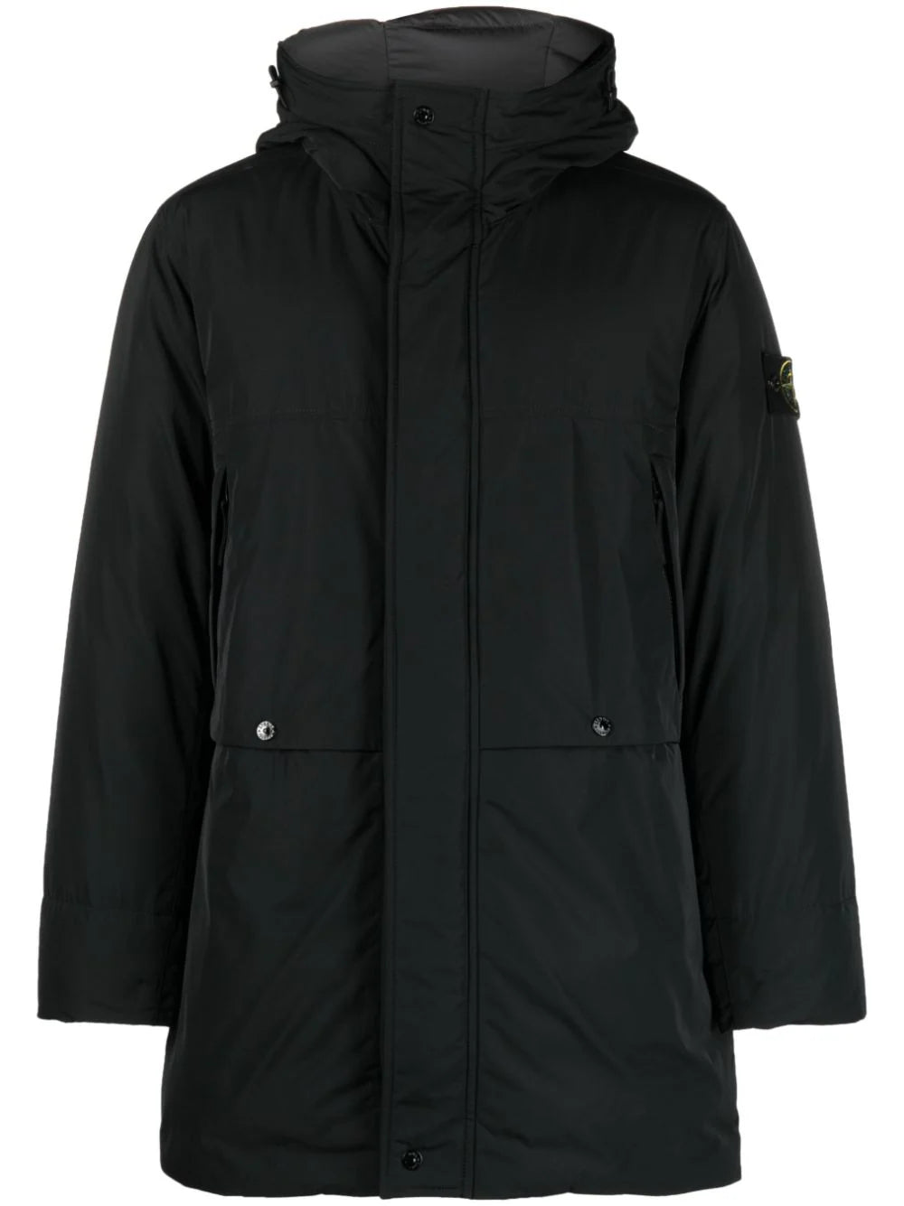 Compass-patch padded coat