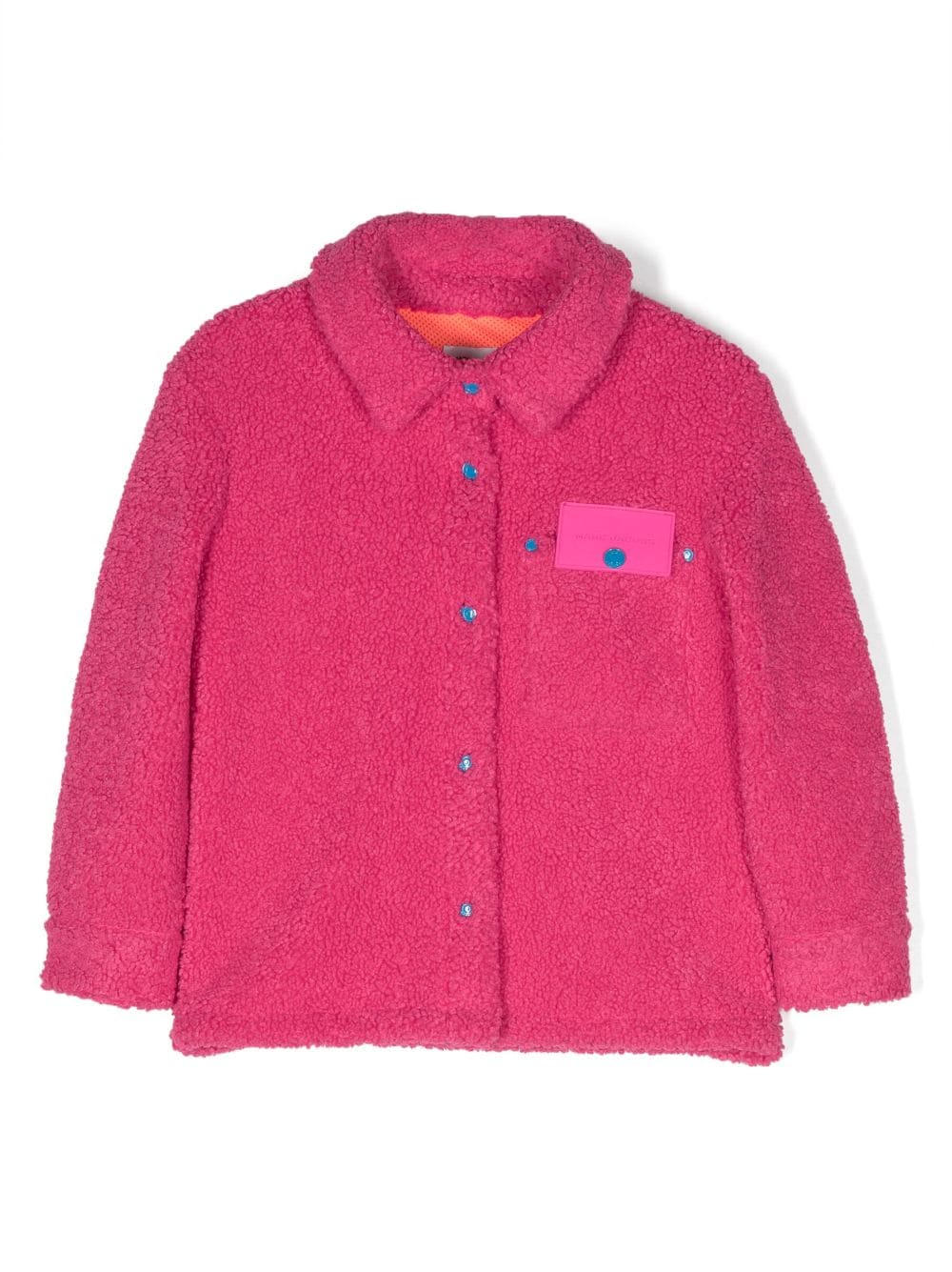 Logo-patch faux-shearling jacket