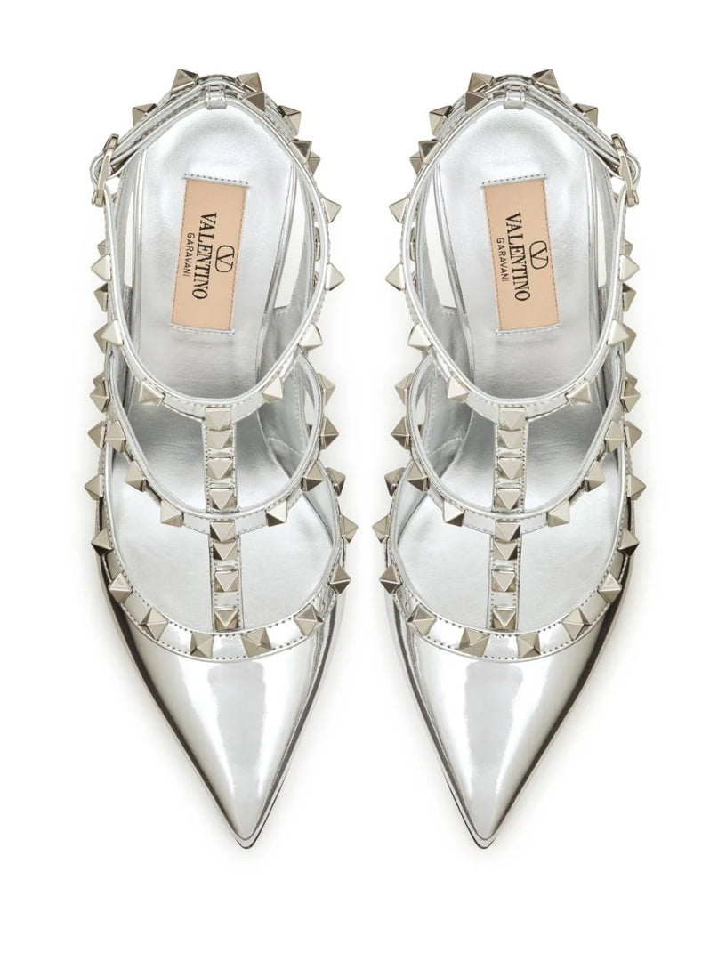 Rockstud mirror-effect pumps