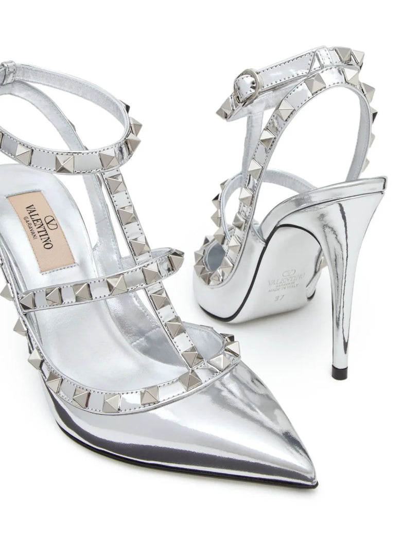 Rockstud mirror-effect pumps