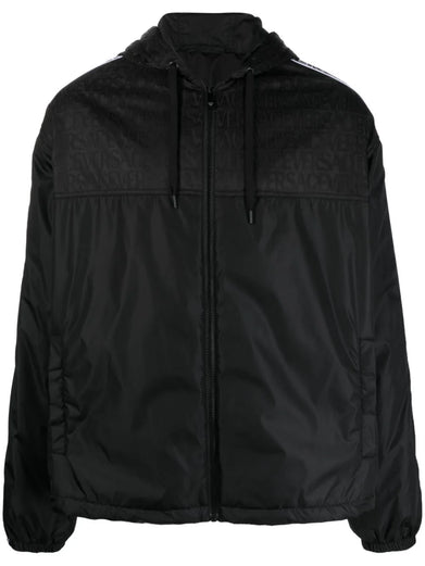 Jacquard-logo hooded jacket