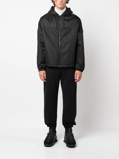 Jacquard-logo hooded jacket