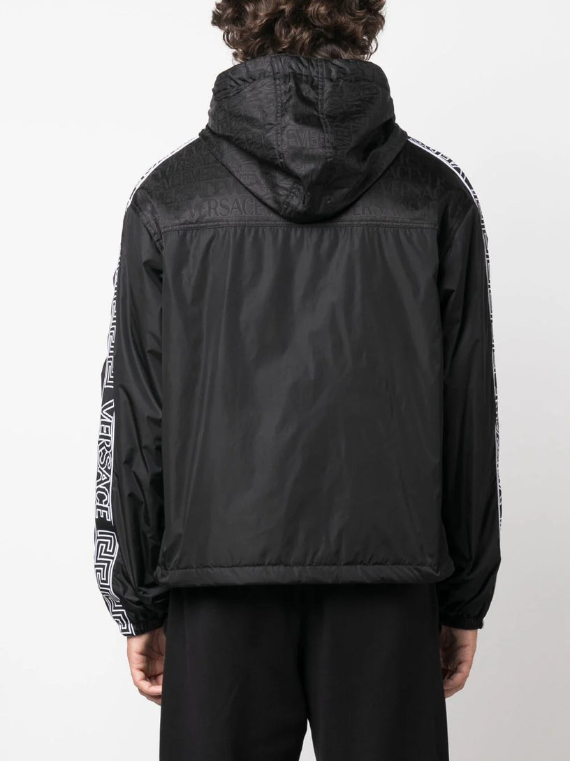 Jacquard-logo hooded jacket