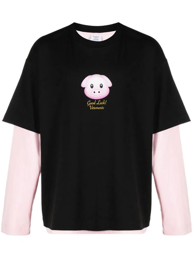 Lucky pig layered t-shirt